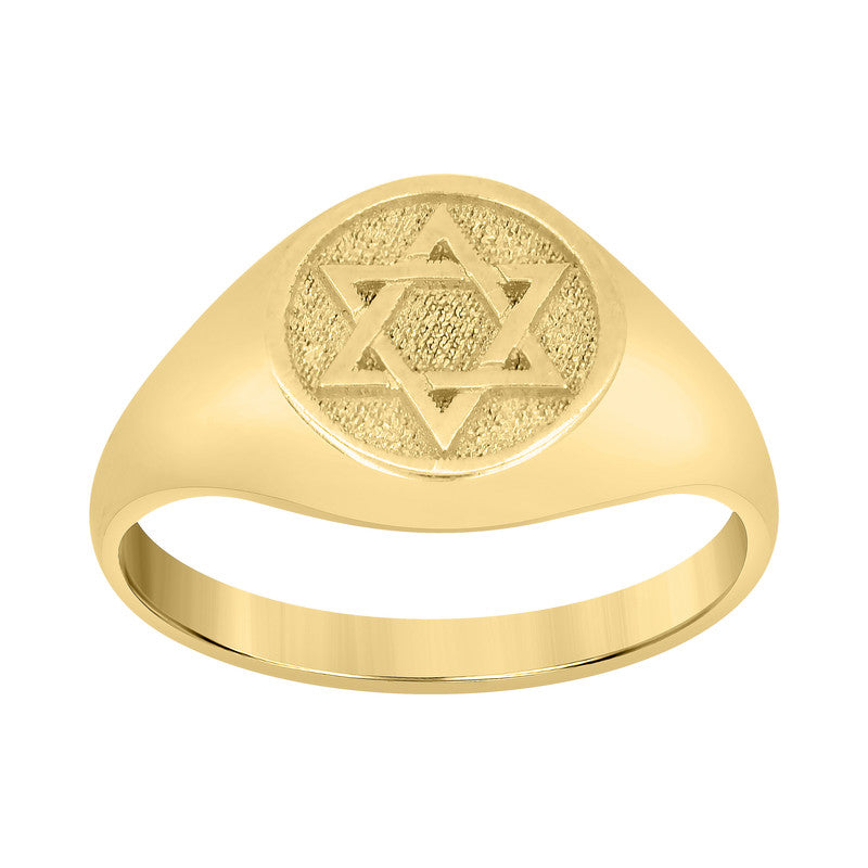 10kt Yellow Gold Mens Star Of David Symbol Religious Ring