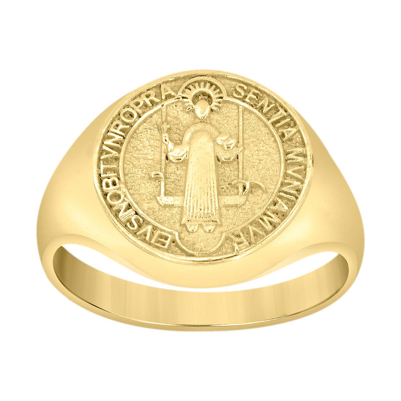 10kt Yellow Gold Mens St. Benedict Religious Ring