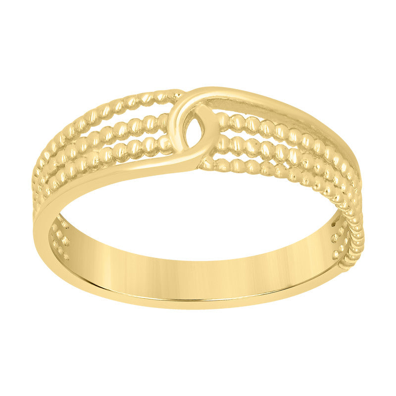 10kt Yellow Gold Womens Intertwined Beaded Triple Band Ring