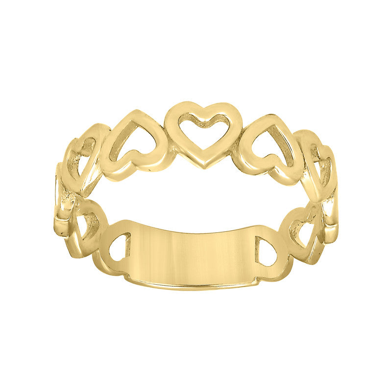 10kt Yellow Gold Womens Intertwined Hearts Band Ring