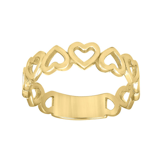 10kt Yellow Gold Womens Intertwined Hearts Band Ring