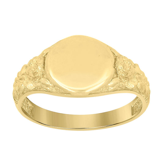 10kt Yellow Gold Womens Round Head Signet Ring