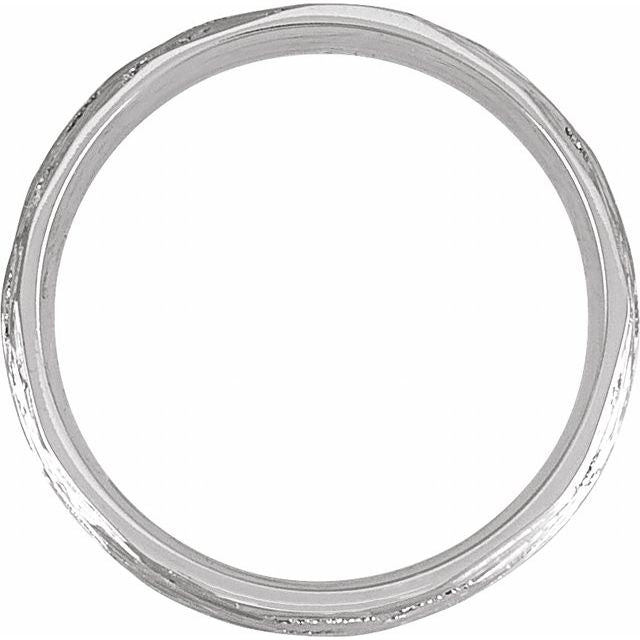 14K Yellow Or White Gold Polished Bark-Style Comfort-Fit Band With Bead Blast Finish