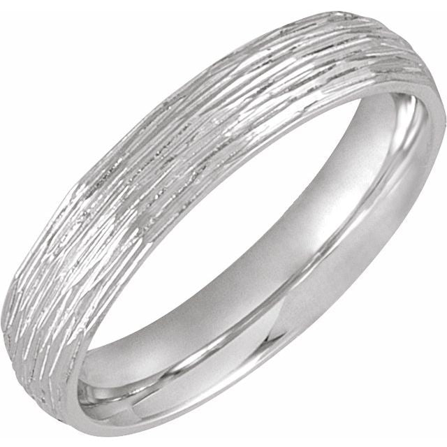 14K Yellow Or White Gold Polished Bark-Style Comfort-Fit Band With Bead Blast Finish