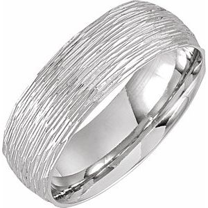 14K Yellow Or White Or Rose Gold Or Sterling Silver Or Platinum Tree Bark-Inspired Comfort-Fit Flat Band
