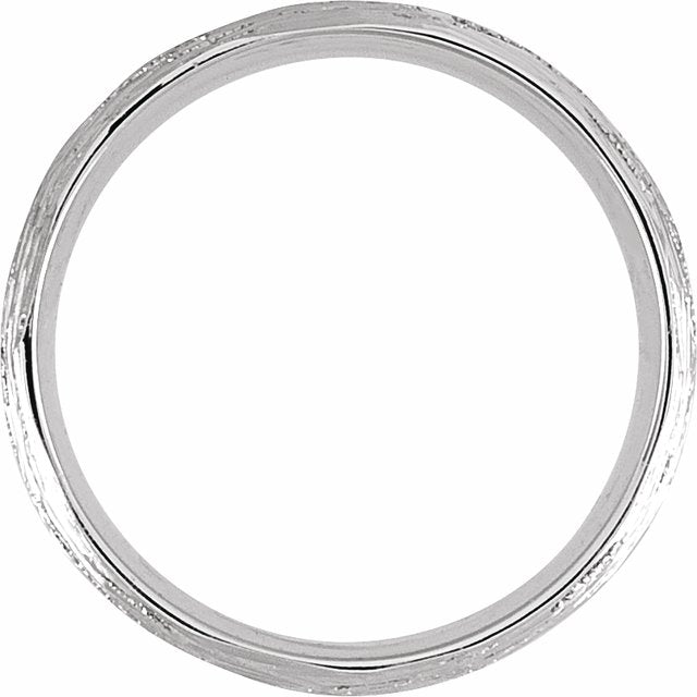14K Yellow Or White Gold Polished Bark-Style Comfort-Fit Band With Bead Blast Finish