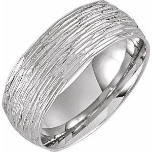 10K Yellow Or White Or Rose Gold Tree Bark-Inspired Comfort-Fit Flat Band