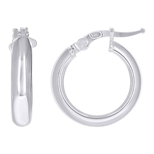 925 Sterling Silver Womens Round Tube Hoop Earrings