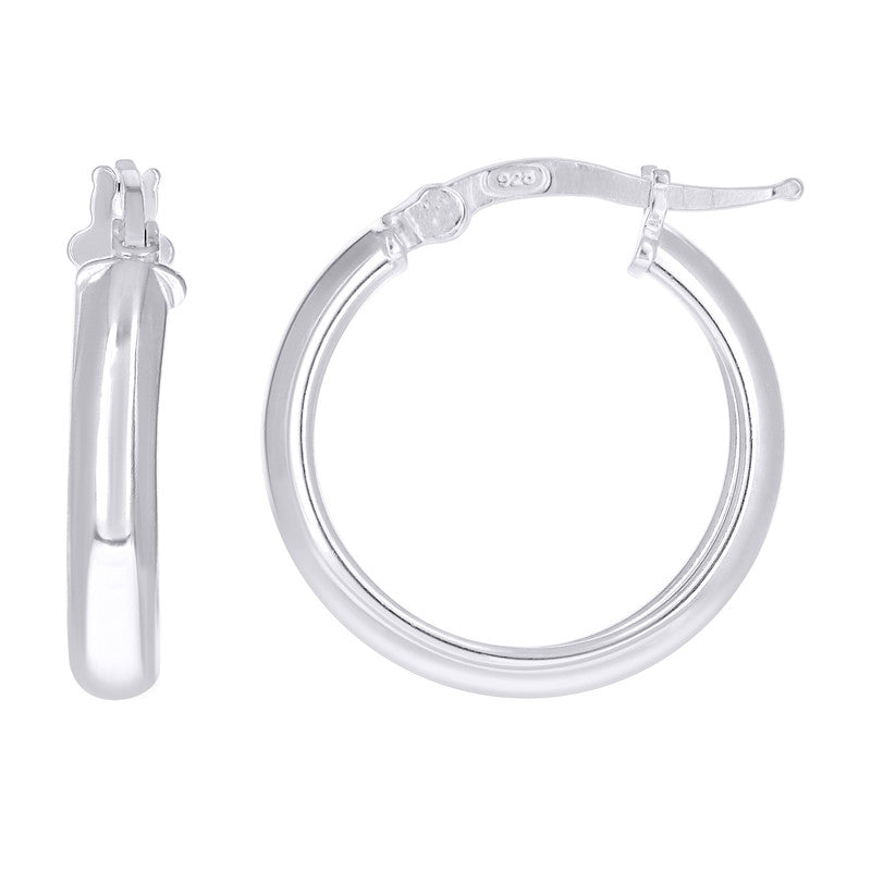 925 Sterling Silver Womens Round Tube Hoop Earrings