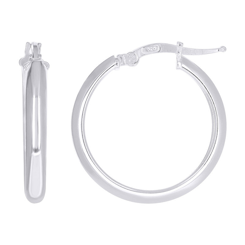 925 Sterling Silver Womens Round Tube Hoop Earrings