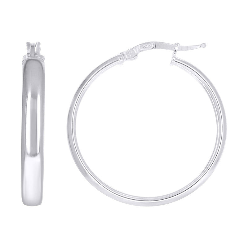 925 Sterling Silver Womens Round Tube Hoop Earrings