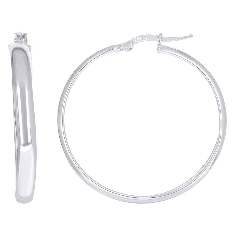 925 Sterling Silver Womens Round Tube Hoop Earrings