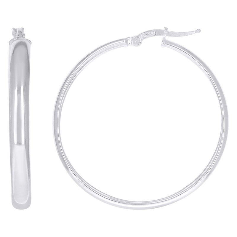 925 Sterling Silver Womens Round Tube Hoop Earrings