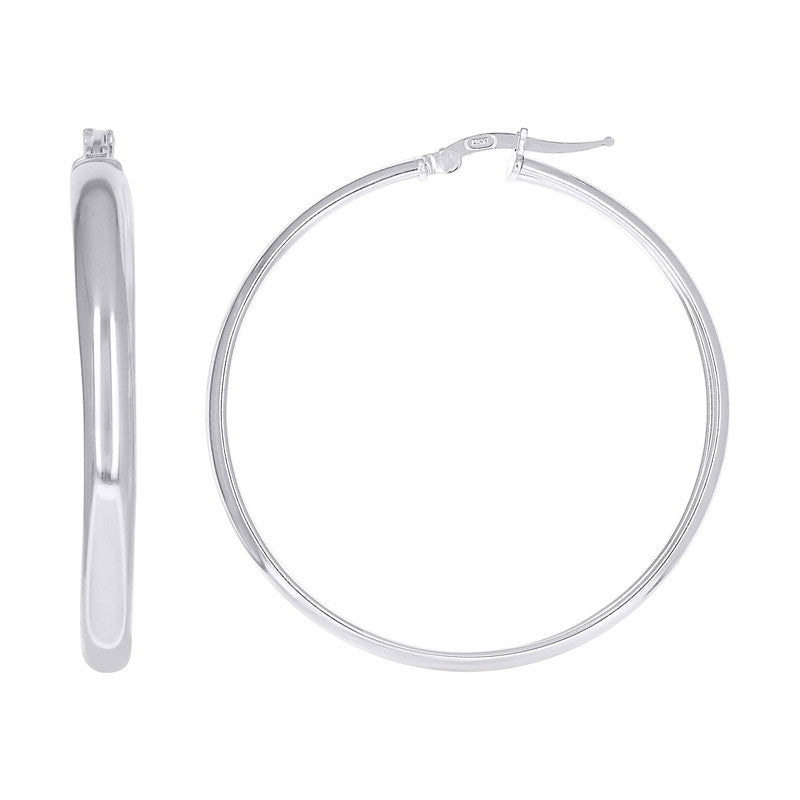 925 Sterling Silver Womens Round Tube Hoop Earrings