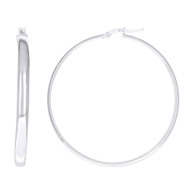 925 Sterling Silver Womens Round Tube Hoop Earrings
