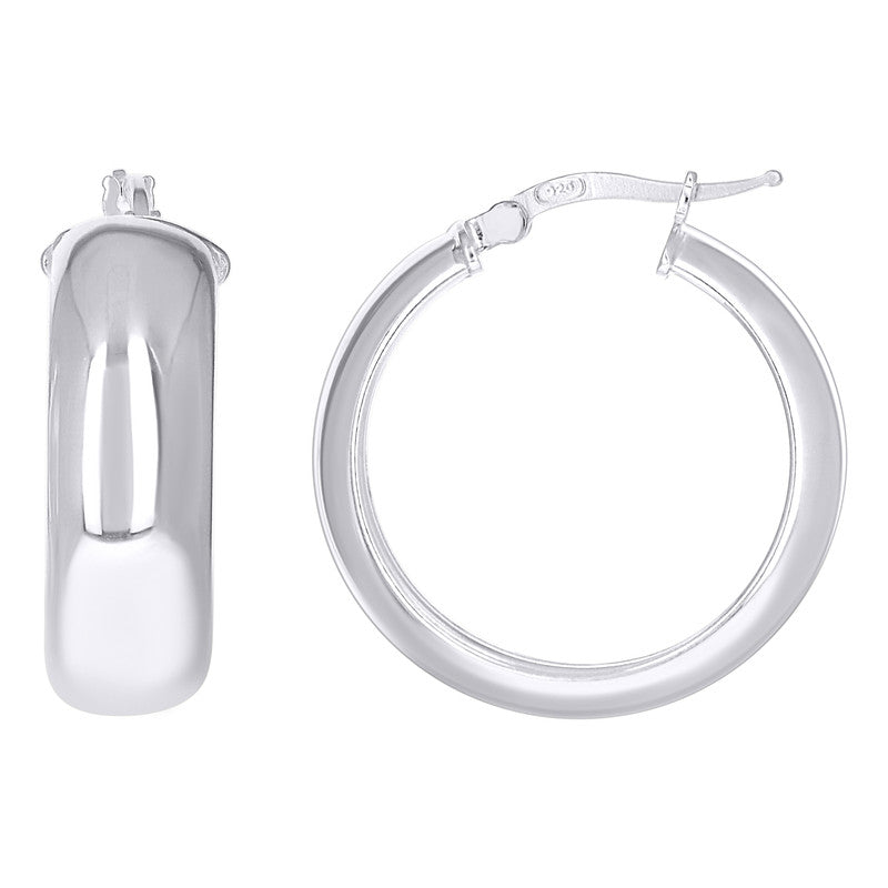 925 Sterling Silver Womens Round Tube Hoop Earrings