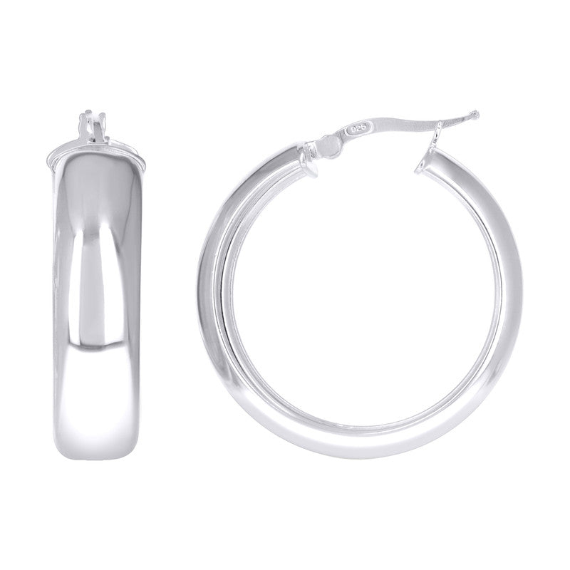 925 Sterling Silver Womens Round Tube Hoop Earrings