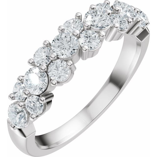 14K Yellow Or White Gold Round Polished 1 Ctw Lab-Grown Diamond Anniversary Band, Size 7