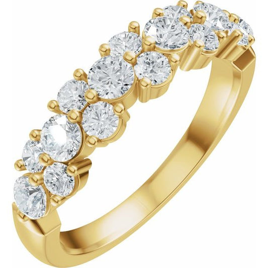 14K Yellow Or White Gold Round Polished 1 Ctw Lab-Grown Diamond Anniversary Band, Size 7