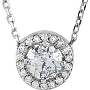 14K White Gold Round 4.2Mm Gh Si1-Si2 1/3 Ctw Lab-Grown Diamond Necklace, Length: 16 In