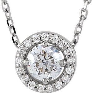 14K White Gold Round 3.4Mm Gh Si1-Si2 1/5 Ctw Lab-Grown Diamond Necklace, Length: 16 In