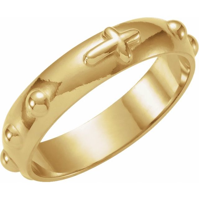 14K Yellow Gold Polished Rosary Ring