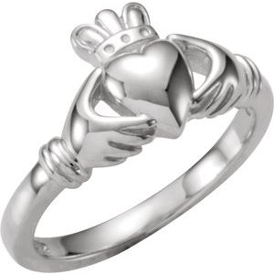 Sterling Silver Polished Youth Claddagh Ring Size 5