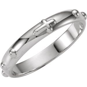 14K White Gold 9 3.2 Mm Polished Rosary Ring Size 9