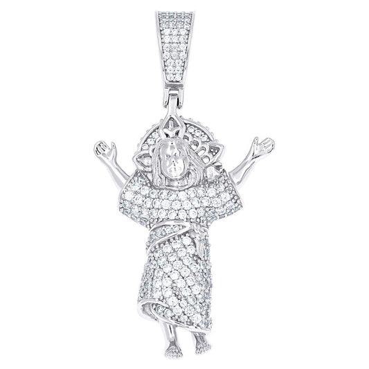 925 Sterling Silver Mens Cubic-Zirconia Baby Jesus Religious Charm Pendant