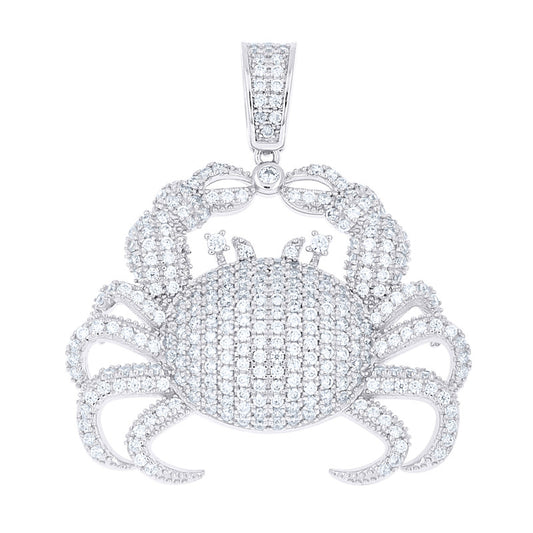 925 Sterling Silver Mens Cubic-Zirconia Cancer Zodiac Sign Charm Pendant