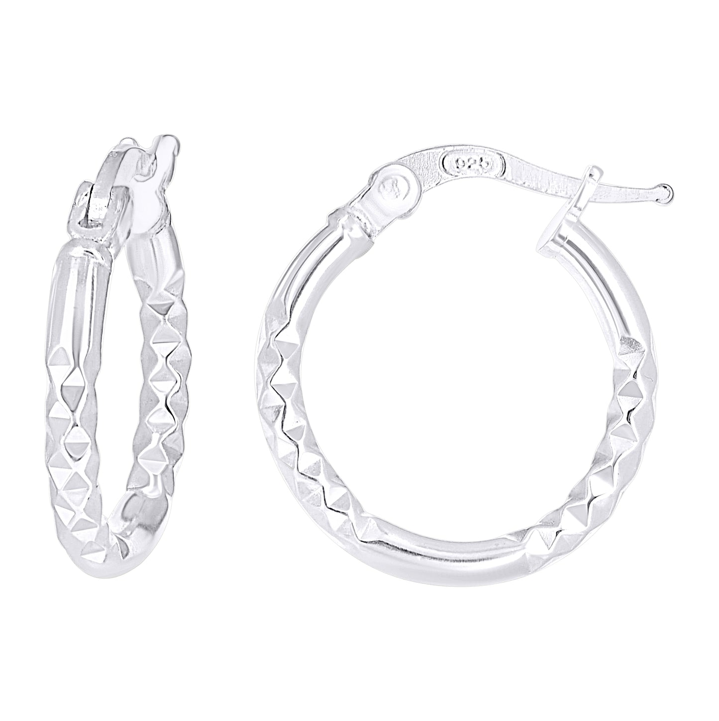 Sterling Silver Womens Diamond-Cut Patterned 2mm Round Tube Hoop Earrings – Elegant Jewelry Gift for Birthday, Anniversary, Engagement, Wedding