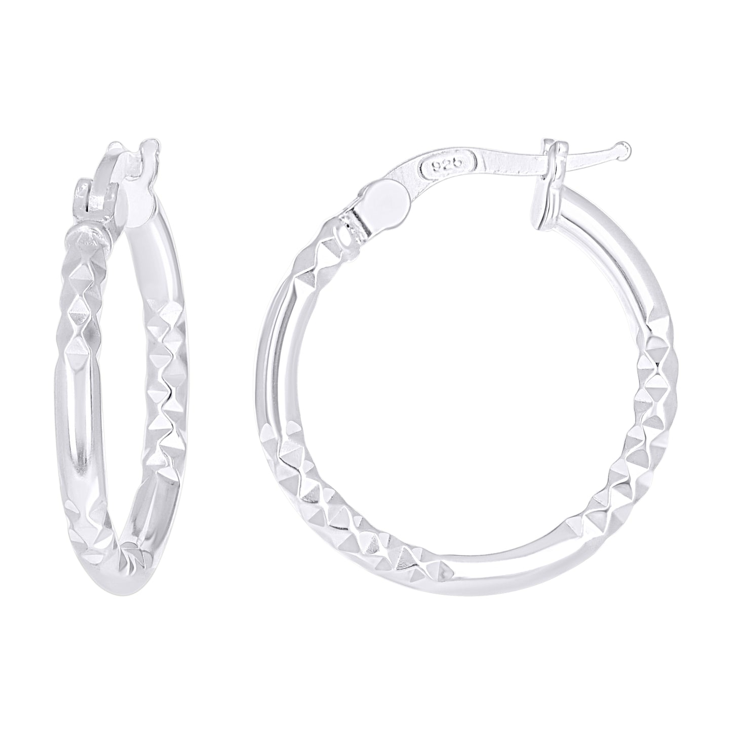 Sterling Silver Womens Diamond-Cut Patterned 2mm Round Tube Hoop Earrings – Elegant Jewelry Gift for Birthday, Anniversary, Engagement, Wedding