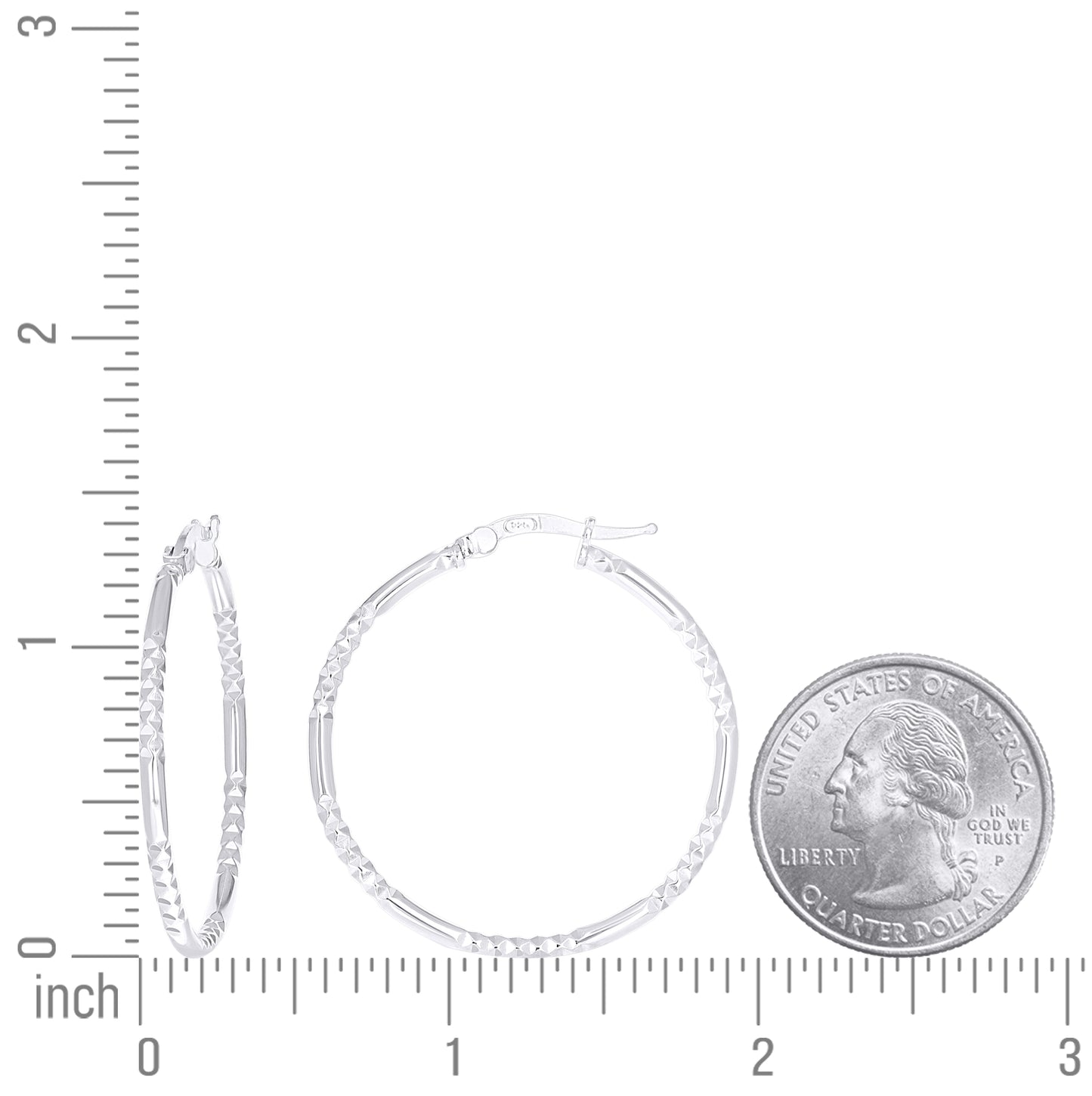 Sterling Silver Womens Diamond-Cut Patterned 2mm Round Tube Hoop Earrings – Elegant Jewelry Gift for Birthday, Anniversary, Engagement, Wedding