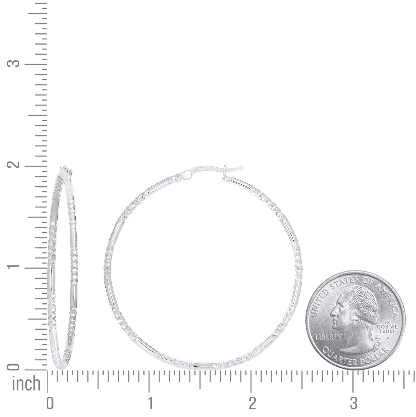 Sterling Silver Womens Diamond-Cut Patterned 2mm Round Tube Hoop Earrings – Elegant Jewelry Gift for Birthday, Anniversary, Engagement, Wedding