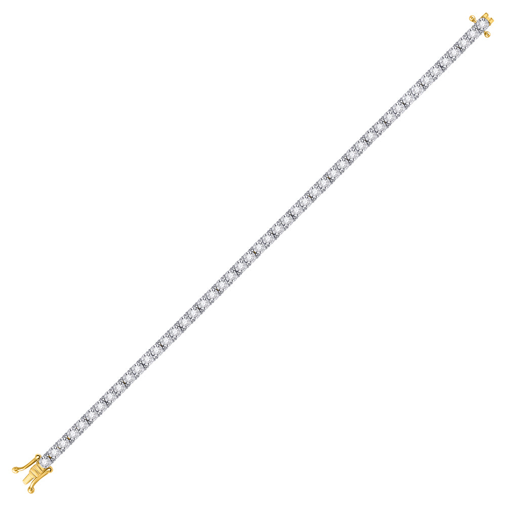 10K Yellow Gold Womens Round Diamond Classic Tennis Bracelet 1 Cttw