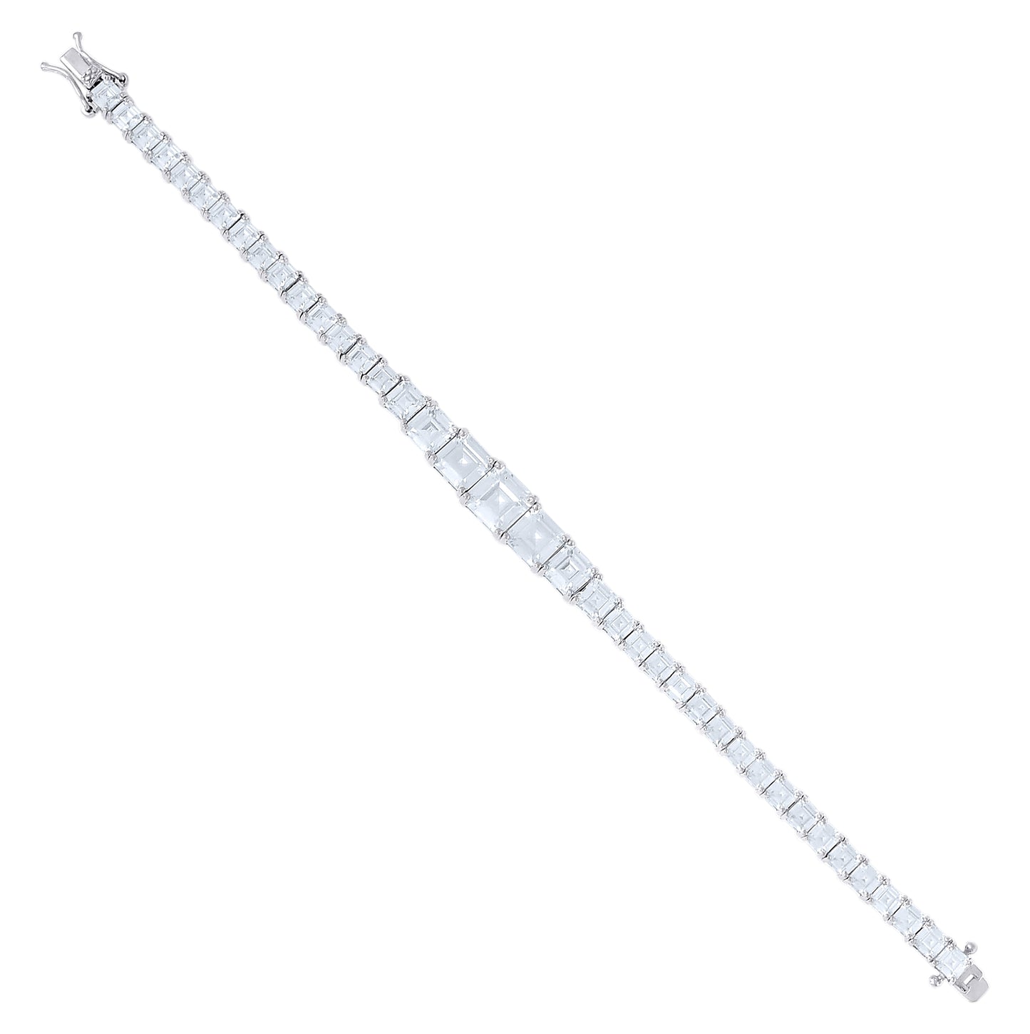 Sterling Silver Womens Princess-cut Cubic-Zirconia Tennis Bracelet 7.25 Inches– Elegant Jewelry Gift for Birthday, Anniversary, Engagement, Wedding