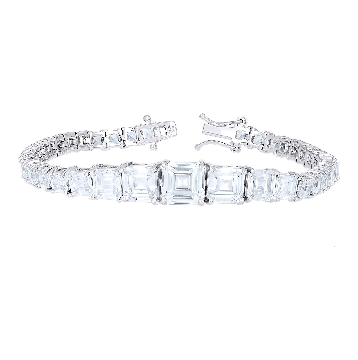 Sterling Silver Womens Princess-cut Cubic-Zirconia Tennis Bracelet 7.25 Inches– Elegant Jewelry Gift for Birthday, Anniversary, Engagement, Wedding