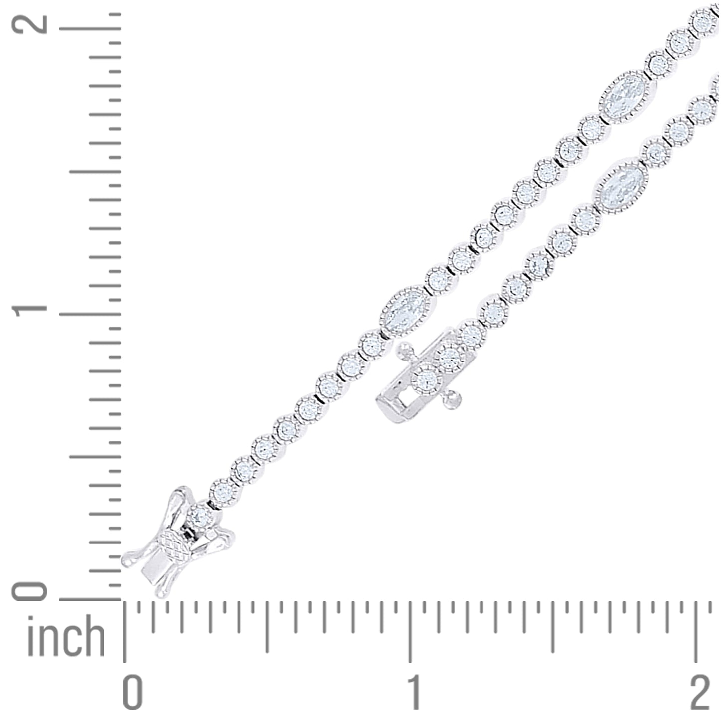 Sterling Silver Womens Oval Round White Cubic-Zirconia Tennis Bracelet 7 Inches– Elegant Jewelry Gift for Birthday, Anniversary, Engagement, Wedding