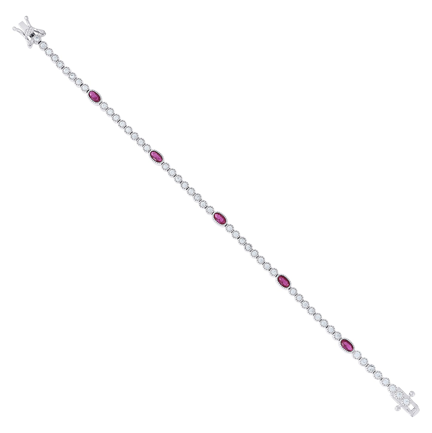 Sterling Silver Womens Oval Round White Cubic-Zirconia Tennis Bracelet 7 Inches– Elegant Jewelry Gift for Birthday, Anniversary, Engagement, Wedding