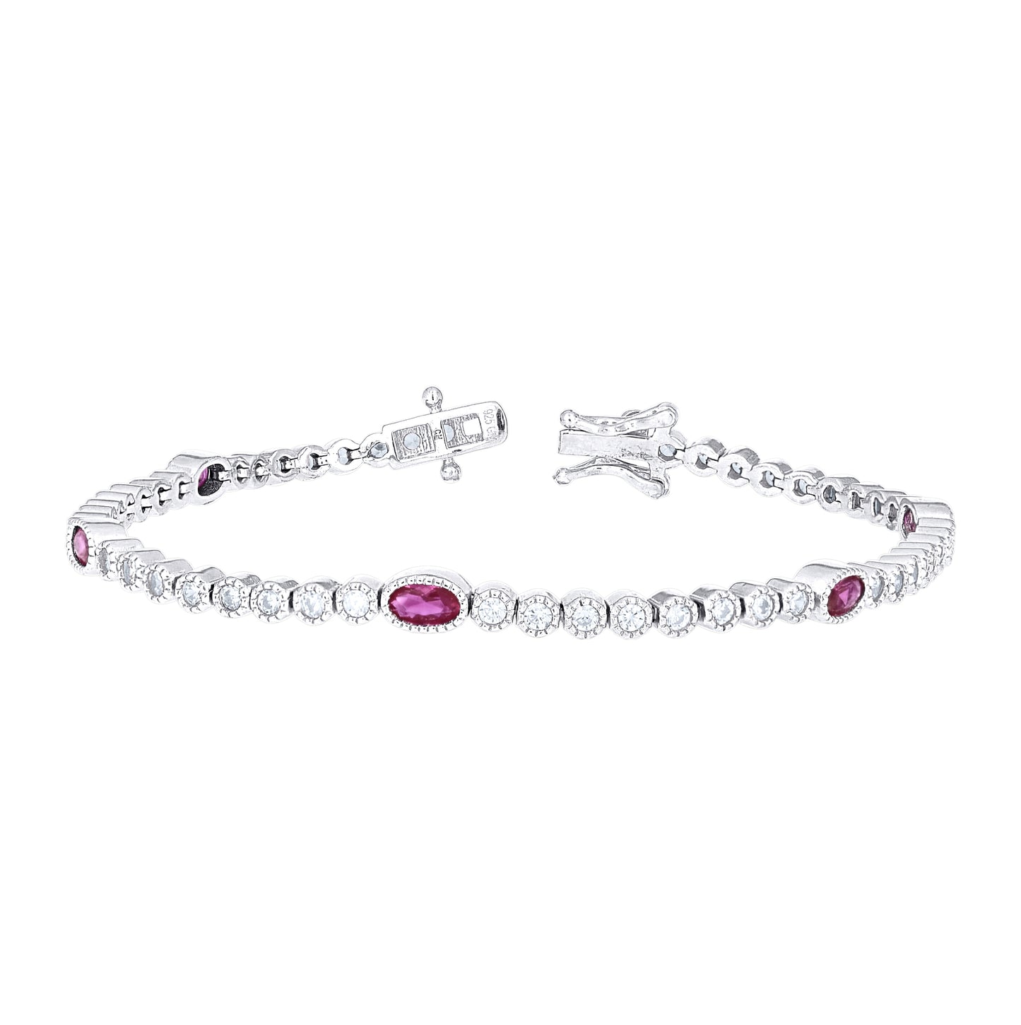 Sterling Silver Womens Oval Round White Cubic-Zirconia Tennis Bracelet 7 Inches– Elegant Jewelry Gift for Birthday, Anniversary, Engagement, Wedding
