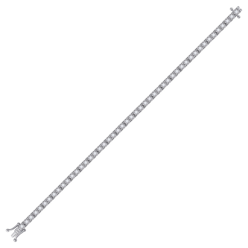 10K White Gold Womens Round Diamond Classic Tennis Bracelet 1 Cttw