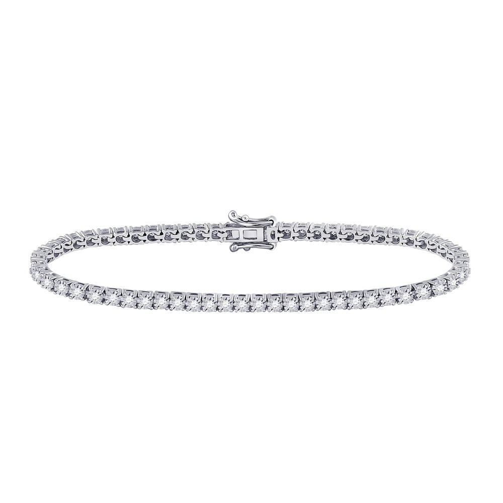 10K White Gold Womens Round Diamond Classic Tennis Bracelet 1 Cttw