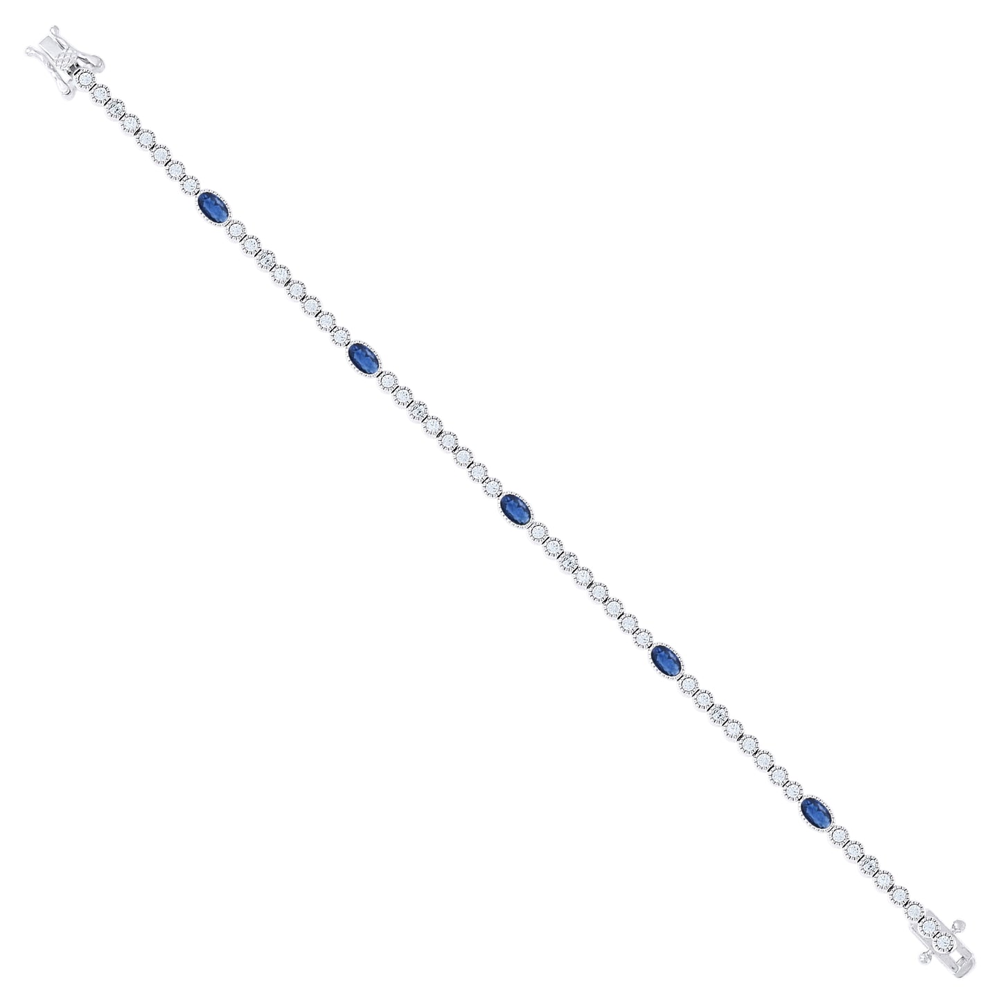 Sterling Silver Womens Oval Round White Cubic-Zirconia Tennis Bracelet 7 Inches– Elegant Jewelry Gift for Birthday, Anniversary, Engagement, Wedding