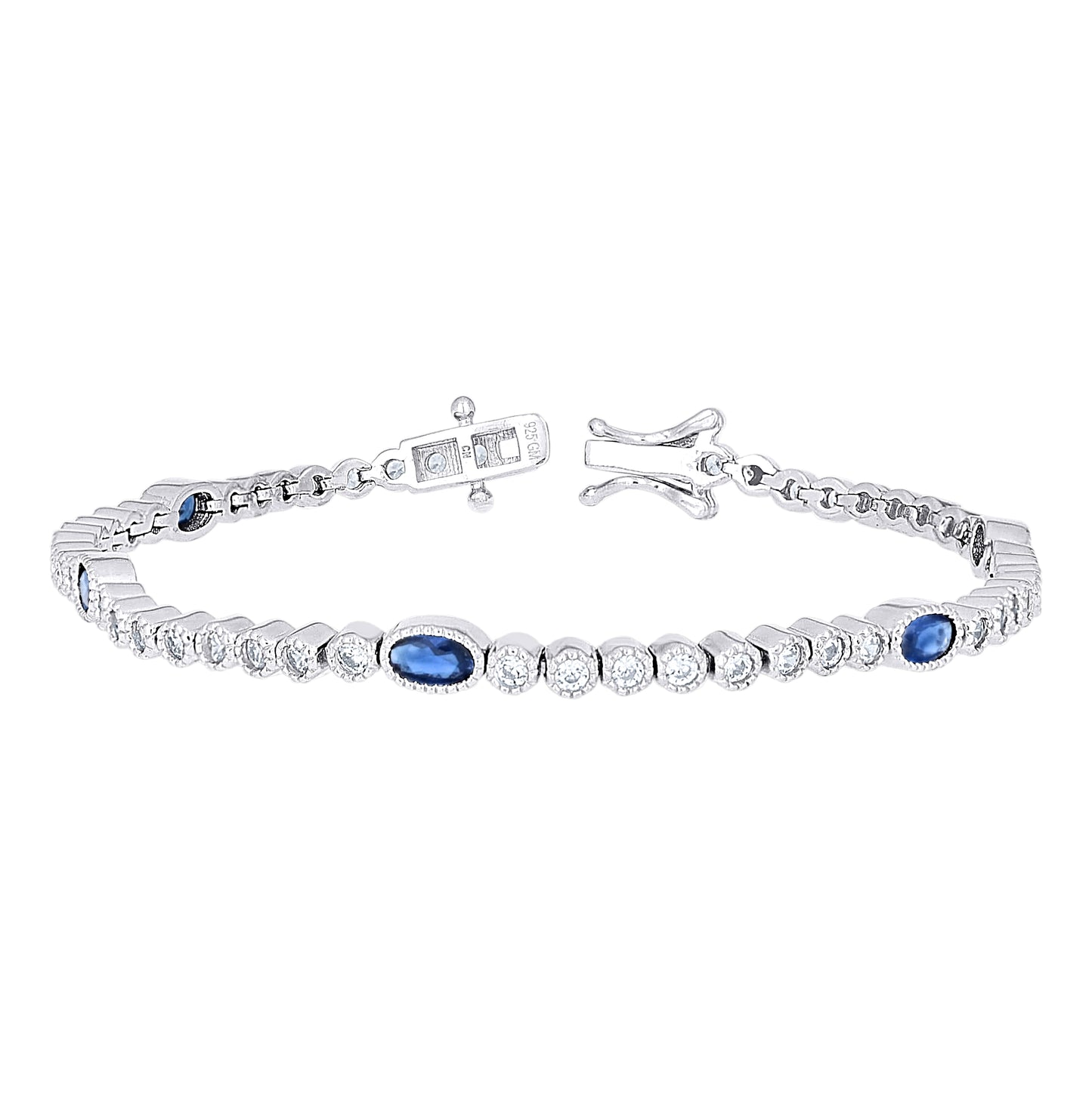 Sterling Silver Womens Oval Round White Cubic-Zirconia Tennis Bracelet 7 Inches– Elegant Jewelry Gift for Birthday, Anniversary, Engagement, Wedding