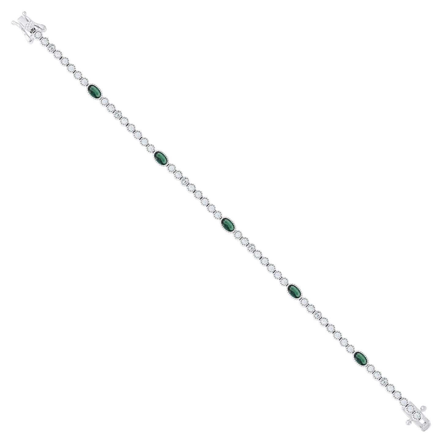 Sterling Silver Womens Oval Round White Cubic-Zirconia Tennis Bracelet 7 Inches– Elegant Jewelry Gift for Birthday, Anniversary, Engagement, Wedding