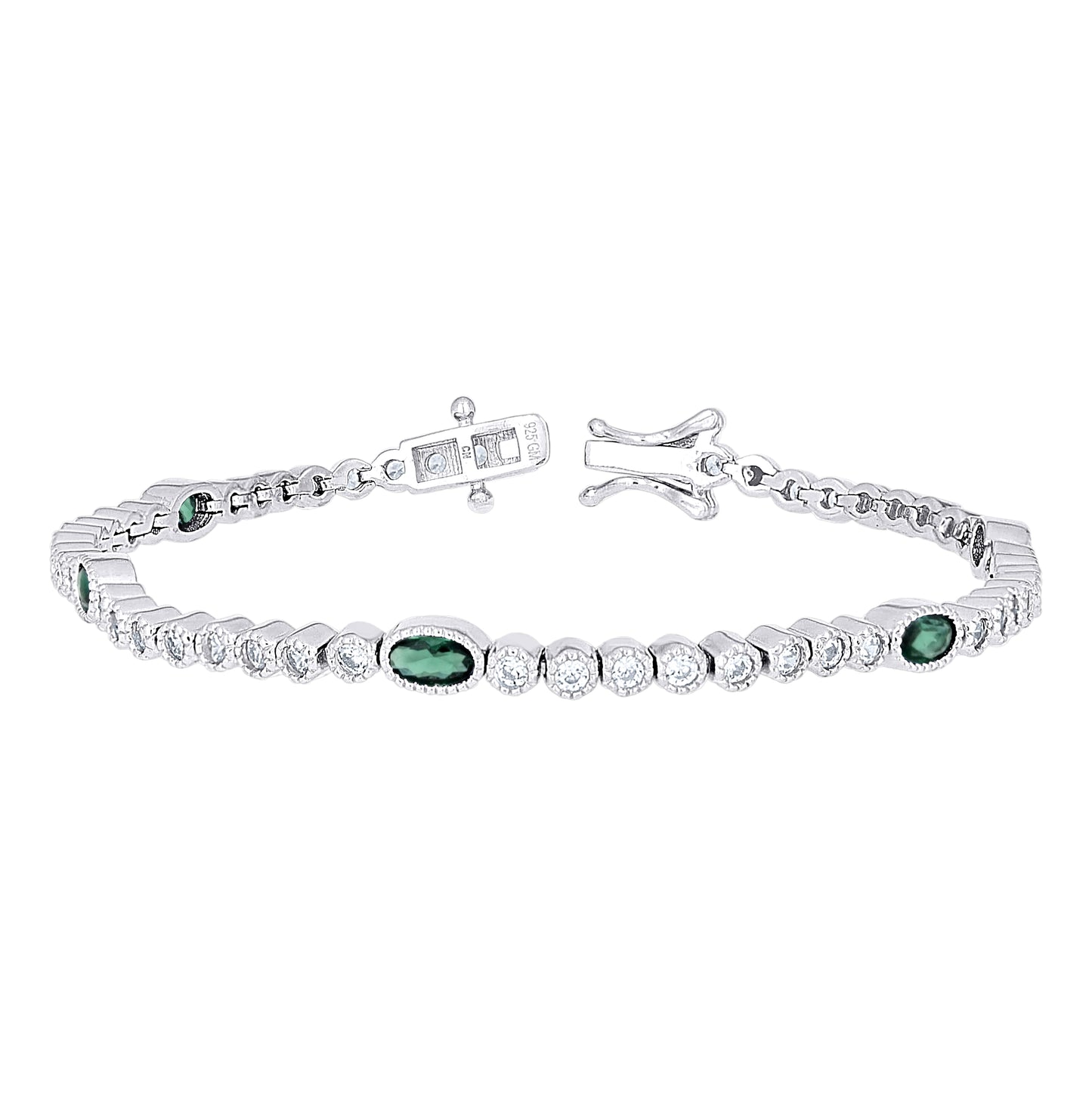 Sterling Silver Womens Oval Round White Cubic-Zirconia Tennis Bracelet 7 Inches– Elegant Jewelry Gift for Birthday, Anniversary, Engagement, Wedding