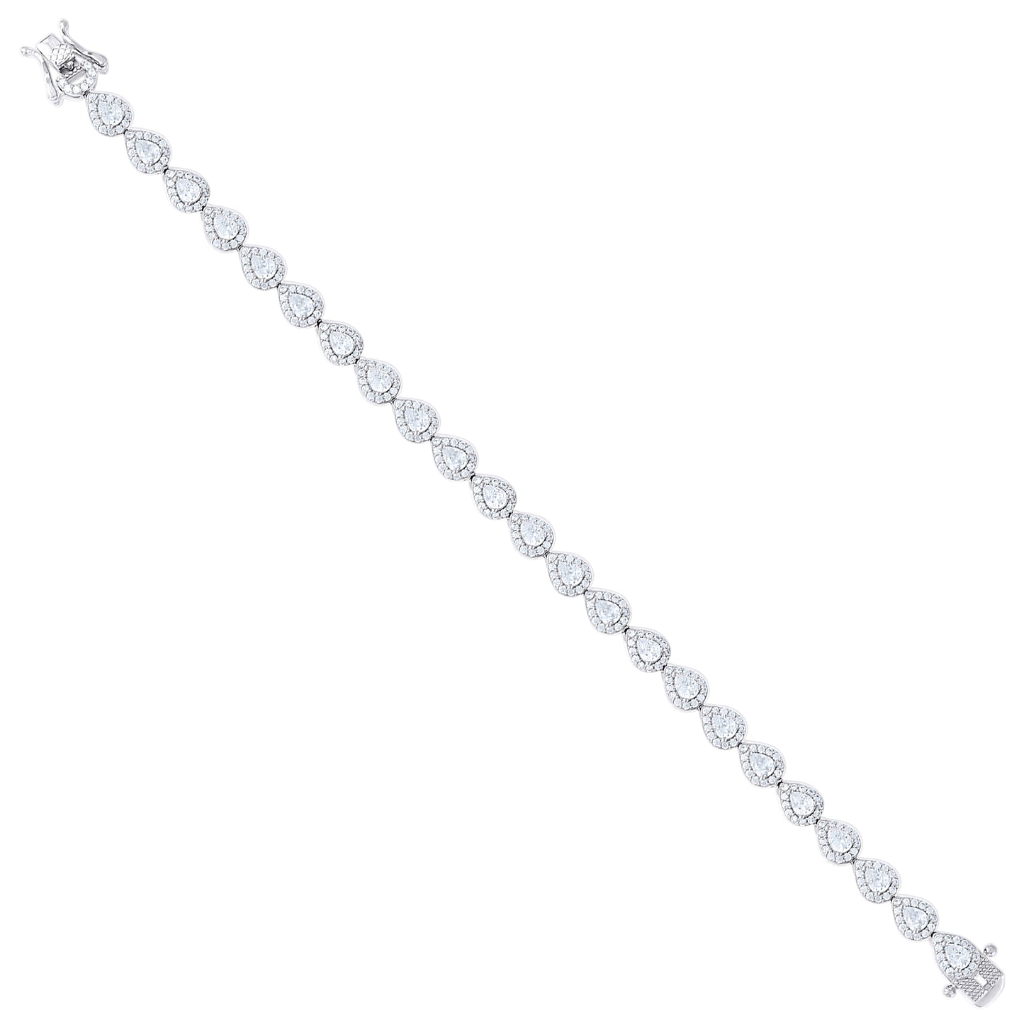 Sterling Silver Womens Pear Round Cubic-Zirconia Teardrop Fashion Link Bracelet 7 Inches– Elegant Jewelry Gift for Birthday, Anniversary, Engagement, Wedding