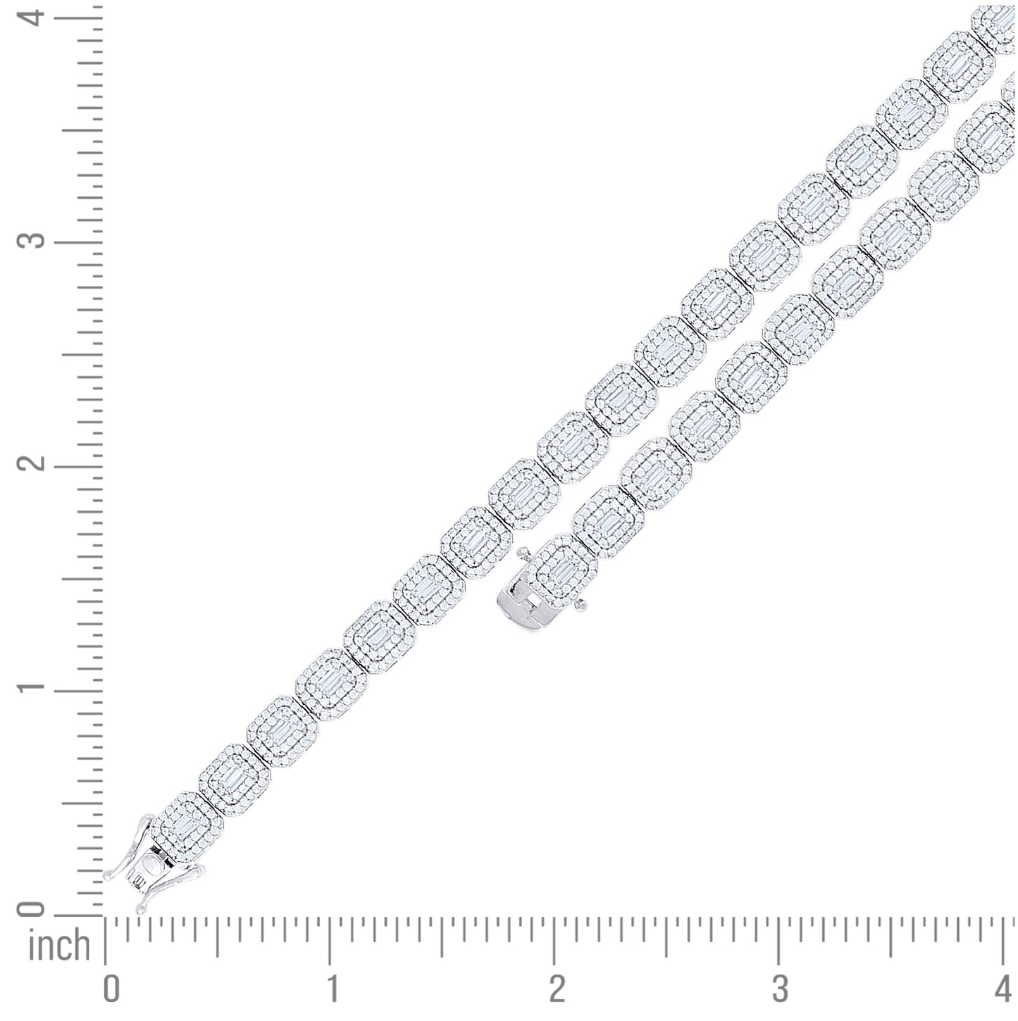 Sterling Silver Womens Baguette Round Cubic-Zirconia Fashion Link Bracelet 7 Inches– Elegant Jewelry Gift for Birthday, Anniversary, Engagement, Wedding