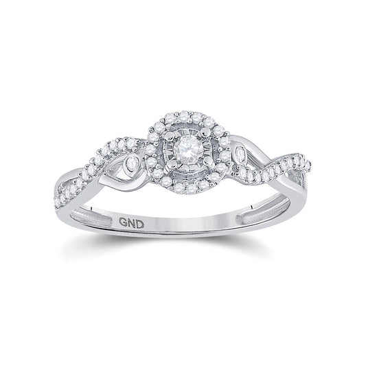 Sterling Silver Womens Round Diamond Halo Promise Ring 1/5 Cttw, Womens Size: 5-10