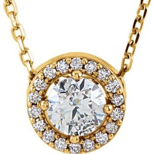 14K Yellow Gold Round 3.4Mm Gh Si1-Si2 1/5 Ctw Lab-Grown Diamond Necklace, Length: 16 In